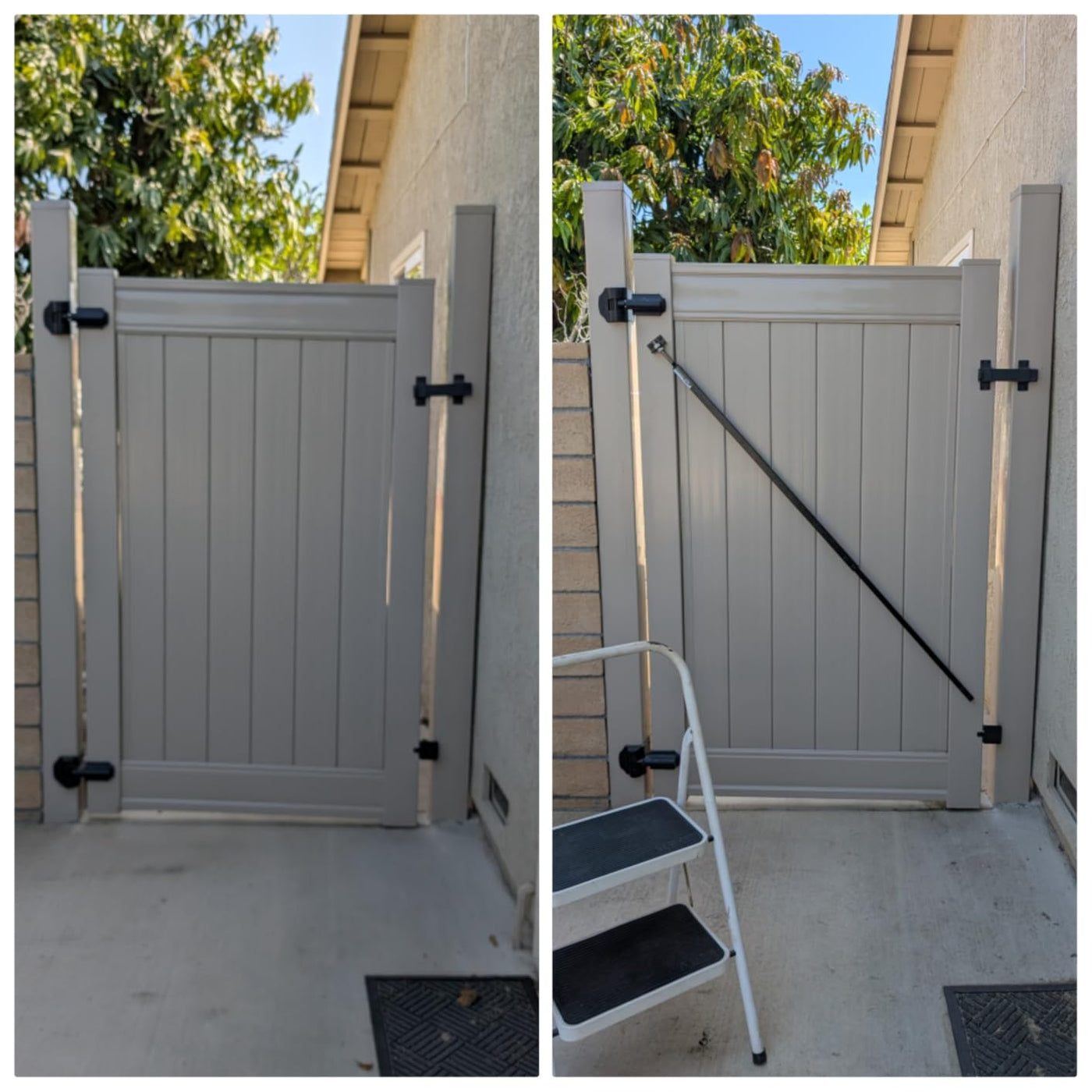 True Latch Black 7' Telescopic Gate Brace for Vinyl Gates