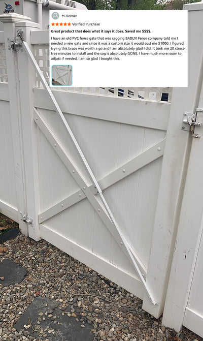 True Latch White 9' Telescopic Gate Brace for Vinyl Gates