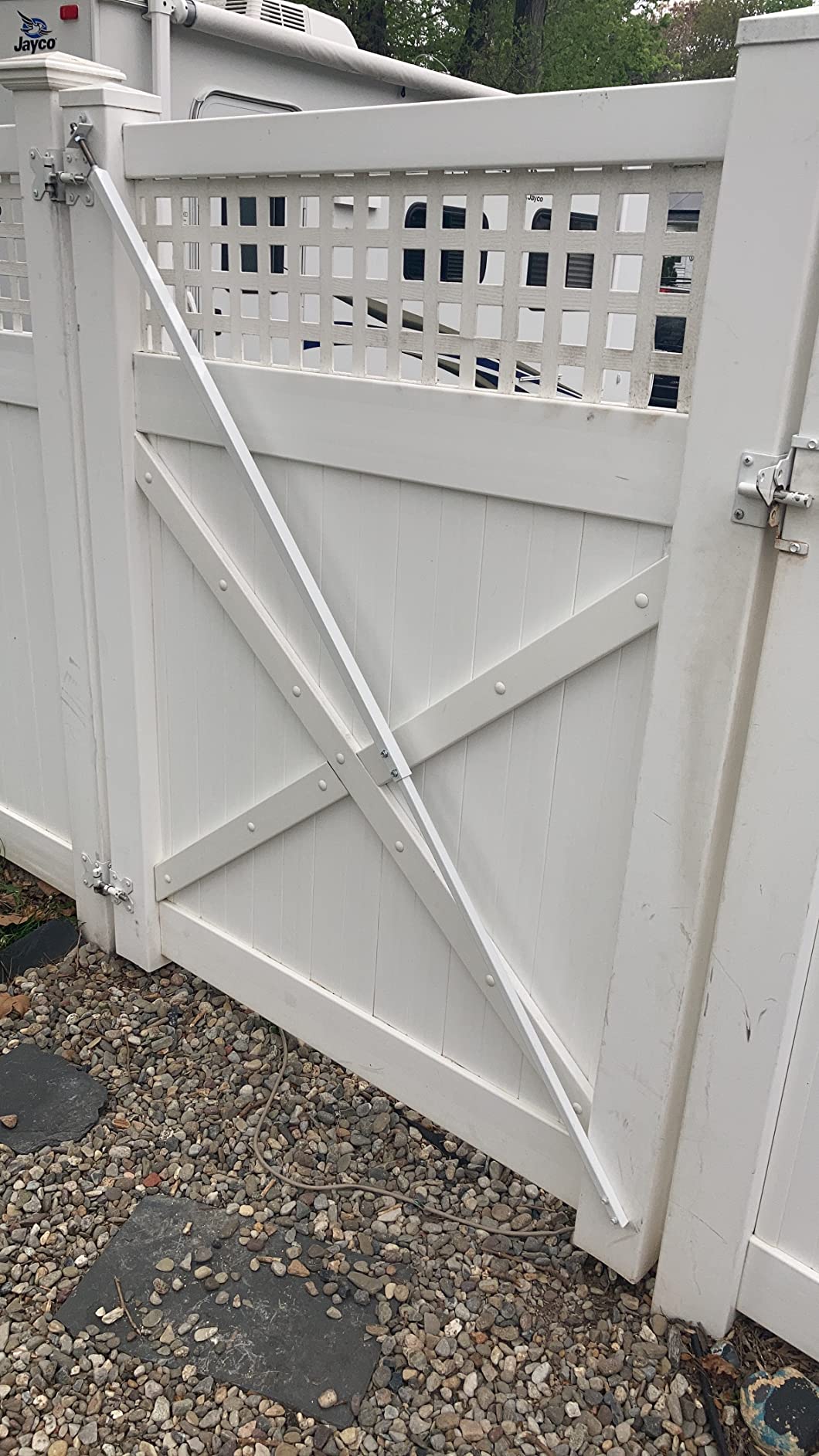 True Latch White 8' Telescopic Gate Brace for Vinyl Gates