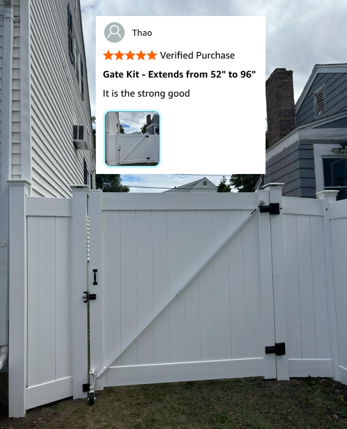 True Latch White 9' Telescopic Gate Brace for Vinyl Gates