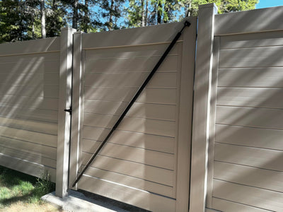 True Latch Black 7' Telescopic Gate Brace for Vinyl Gates