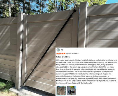 True Latch Black 7' Telescopic Gate Brace for Vinyl Gates