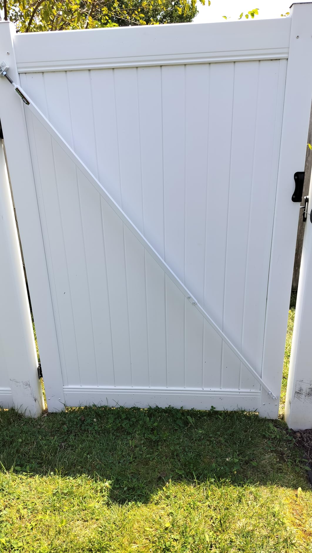 True Latch White 9' Telescopic Gate Brace for Vinyl Gates