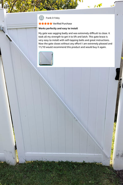True Latch White 9' Telescopic Gate Brace for Vinyl Gates