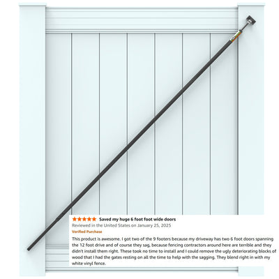 True Latch Black 9' Telescopic Gate Brace for Vinyl Gates