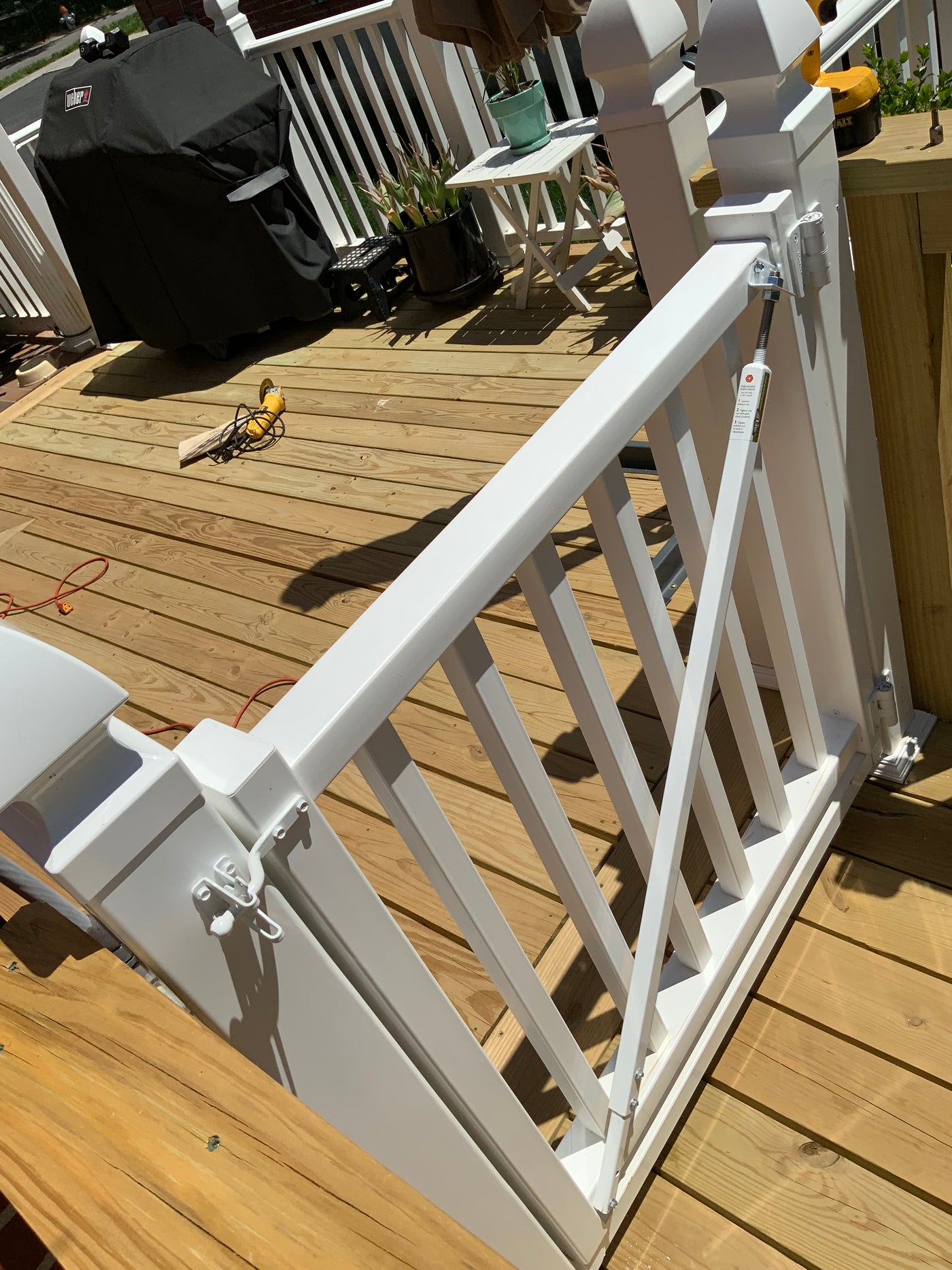 True Latch White 7' Telescopic Gate Brace for Vinyl Gates