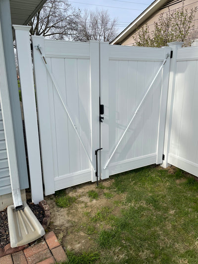 True Latch White 9' Telescopic Gate Brace for Vinyl Gates